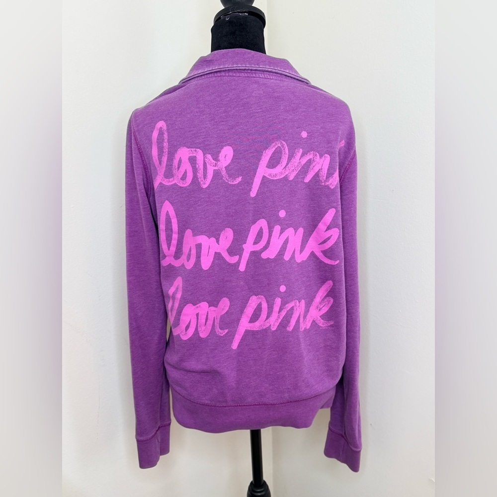 Victoria’s Secret Pink Vintage Y2K 1/4 zip pullover kangaroo pocket purple small - Picture 5 of 8